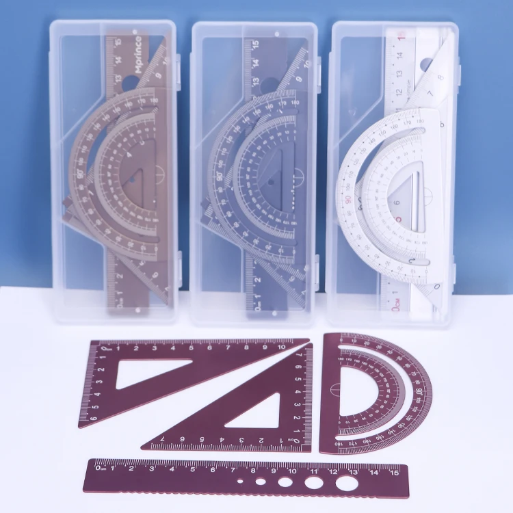 Wholesale PP Plastic Customized Ruler Triangle Protractor Geometric Tools Set Students School Geometry Sets Mathematical Set