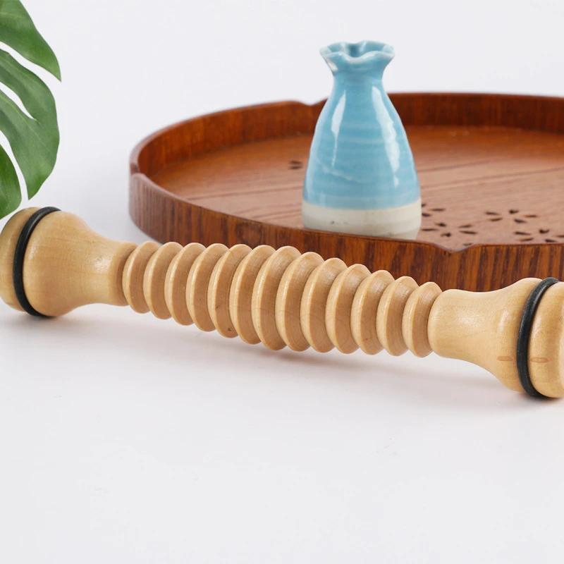 Promotional Home Use Plantar Fasciitis Stress Relaxation Body Back Anti Cellulite Manual Wooden Foot Roller Massager