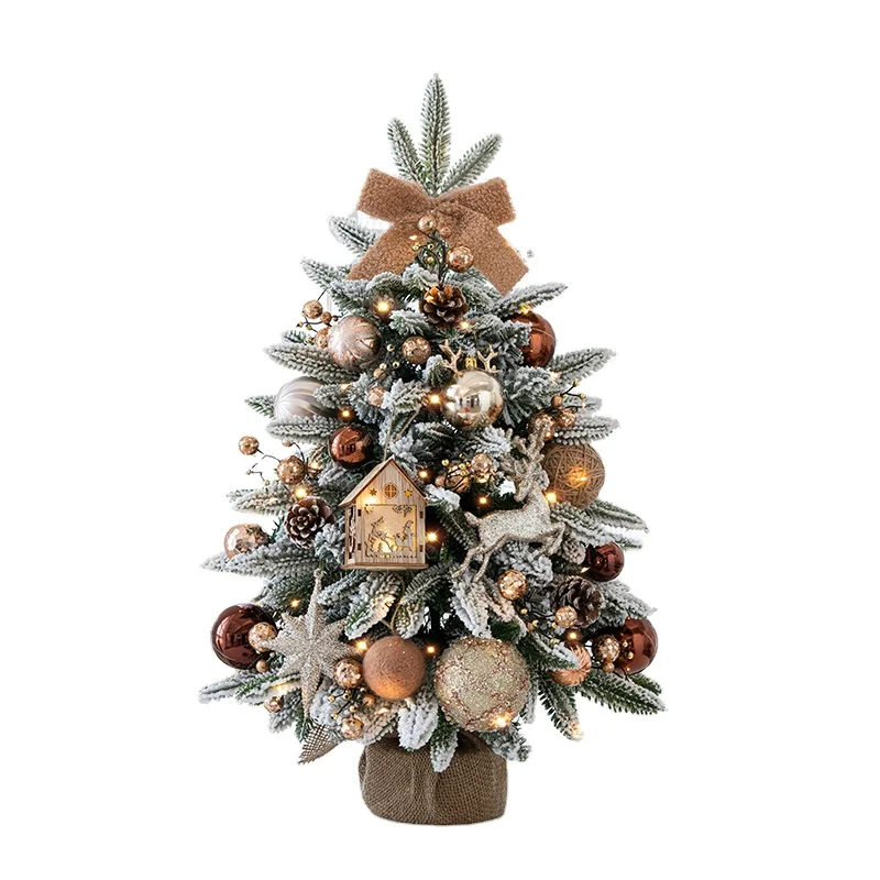 45/60/90cm Artificial Small White PEPVC mini Christmas Tree With Light and decorations