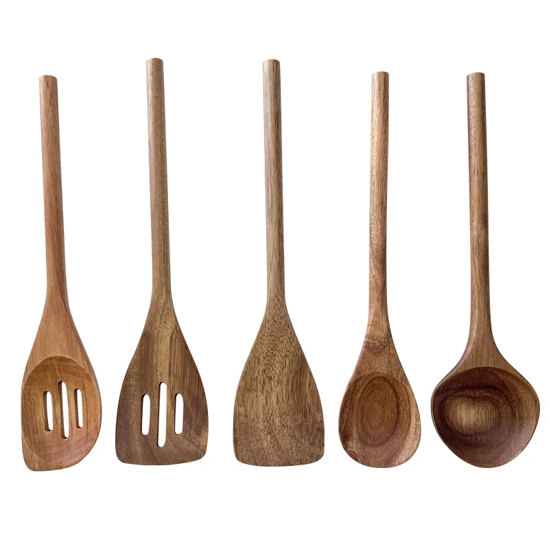 Natural Acacia Wood Utensils Kitchenware Cooking Tool Set Wooden Spoons And Spatula For Kitchen