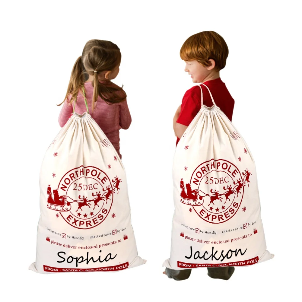 OurWarm Gift Christmas Bag  Sublimation Pet Santa Sacks 2021 to Personalize