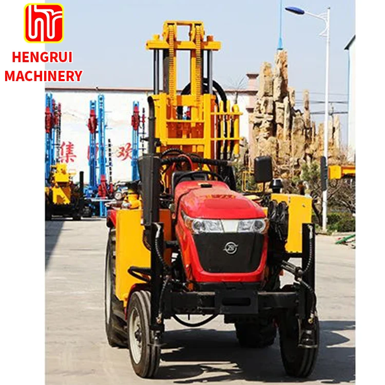tractor water well drilling rig use air compressor rock drilling