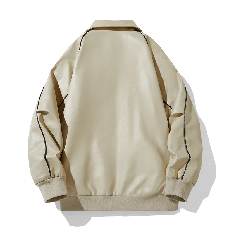 New Genuine Fashionable Plus Size customized Coat  khaki Black Letterman College Leather Bomber Jacket For Men