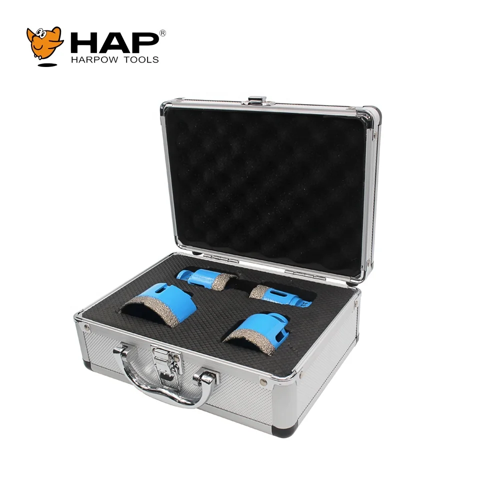 Hole Drilling Kit 4PCS Diamond Core Drill Bit Kit In Aluminium Case For Brick Wall Asphalt Reinforced Concrete