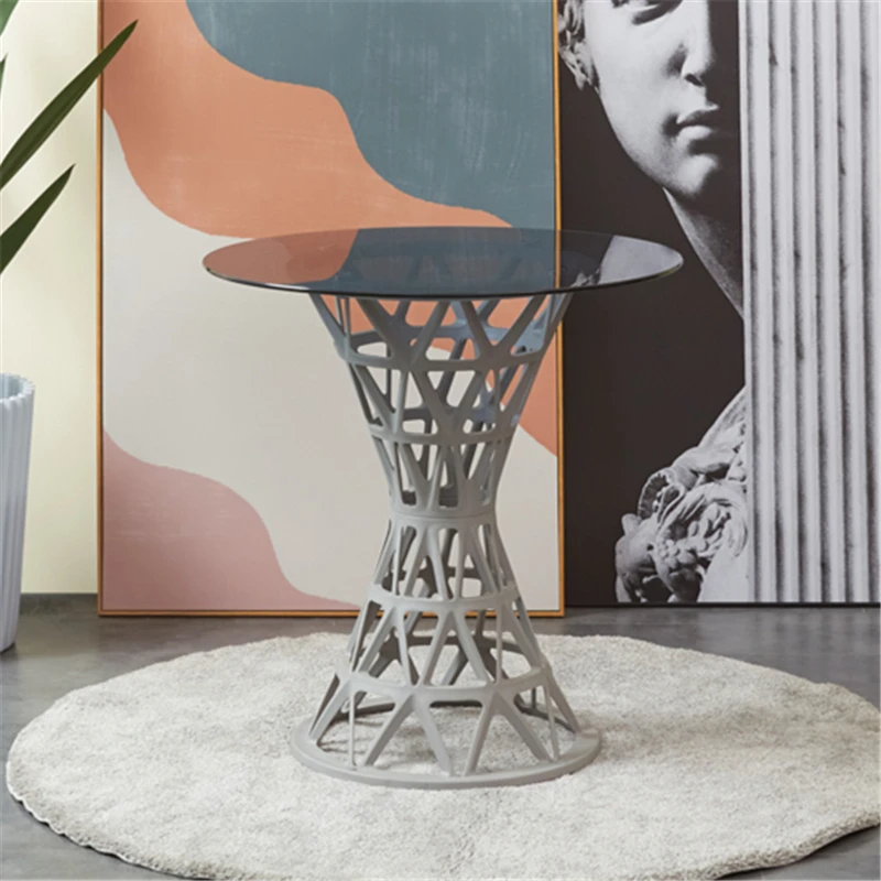 
Free sample home Furniture wholesale modern round top glass dining room table with pp legs 