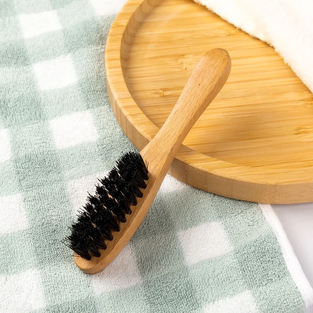 High Quality Premium Beard Brush with Natural Wooden Handle and High-Grade Black Boar Bristles