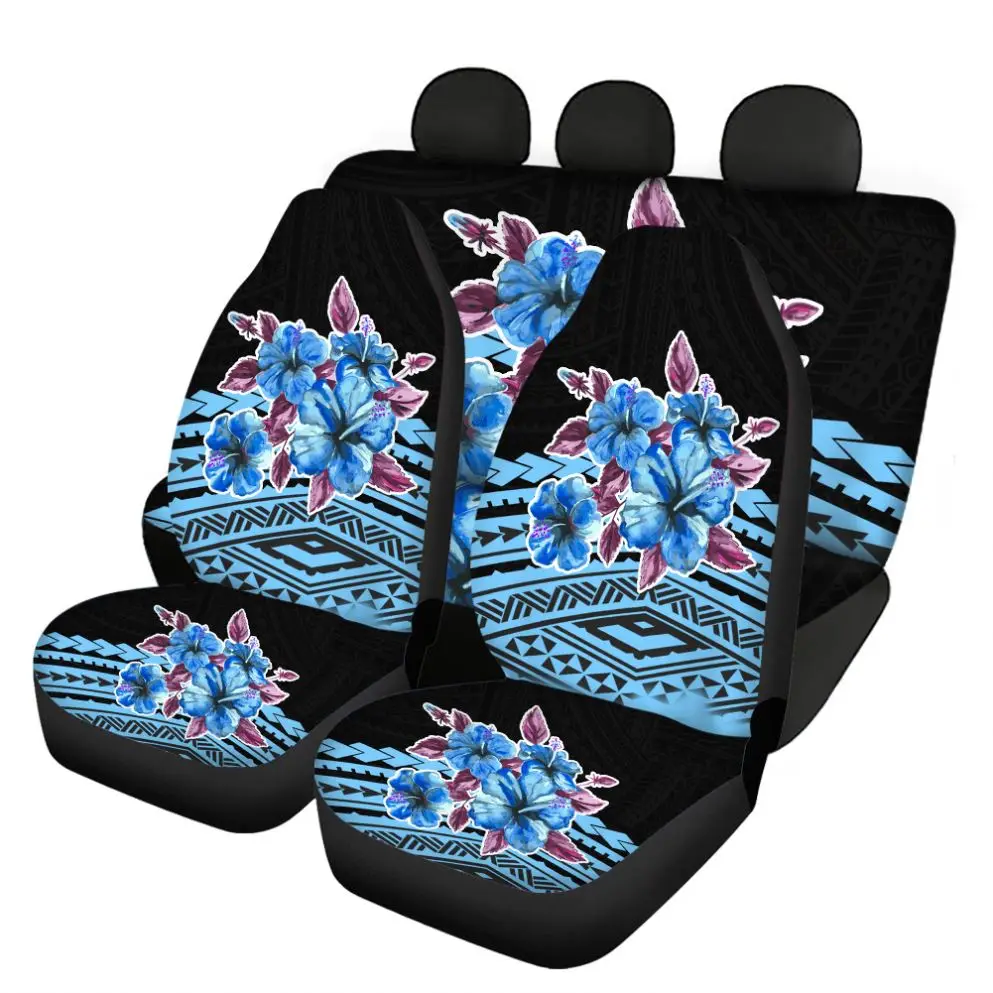
Polynesian Hibiscus Flowers Car Seat Cover Cushion for Women, Girls Auto Seat Covers Full Set for Front Back Car Accessories 