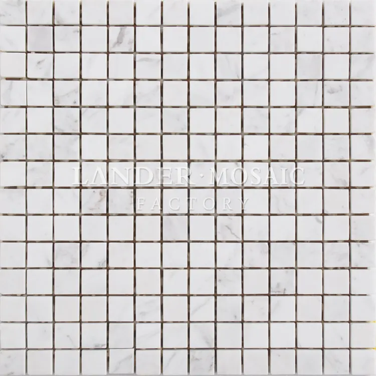 Polished Bianco Carrara White square Marble Mosaic for Kitchen Backsplash