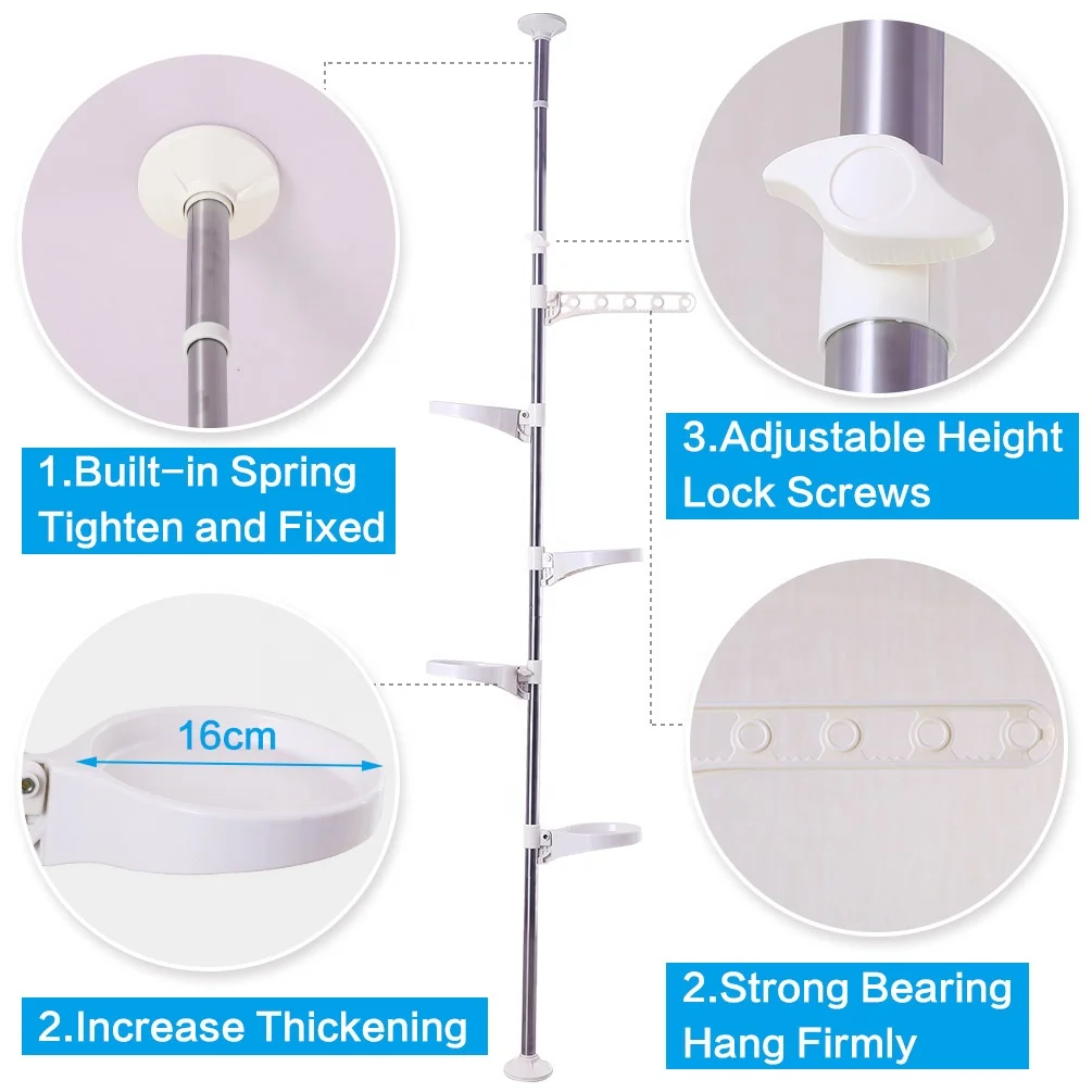 BAOYOUNI 5 Layer Flower Pot Stand Plastic Balcony Floral Planter Display Shelf Stainless Steel Adjustable Plant Holder Rack