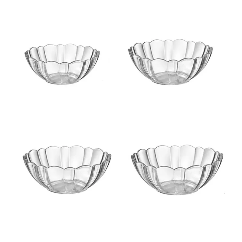 Transparent Acrylic Plastic Salad Bowl Lotus Flower Shaped Fruit Vegetable Mixing Bowls