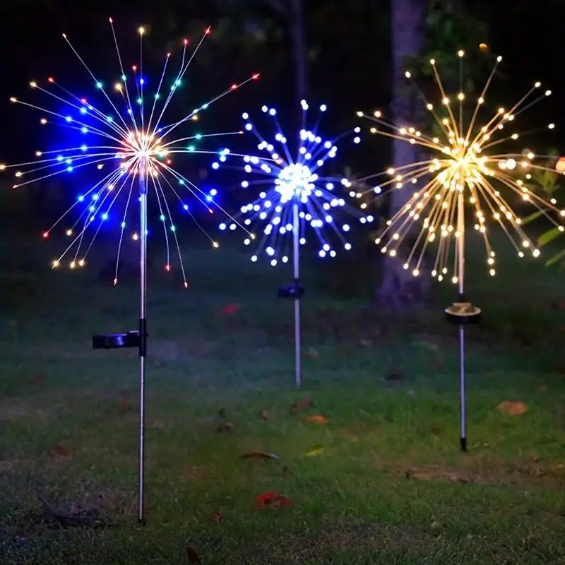 Outdoor LED Solar Fireworks Lights Lawn Lights, Halloween Decorations Garden Lights, Waterproof Fairy Flower Lights With 8 Modes