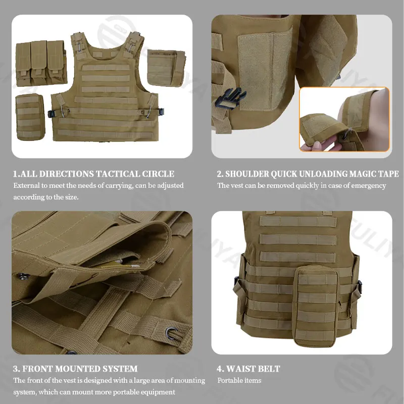 FULIYA Durable Camping Tactical Equipment Vest for Training Functional Sport Tactical Vest Outdoor