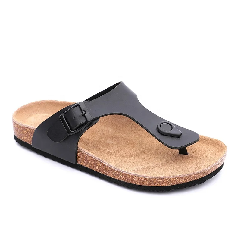 Good Quality Summer Birken Style Bio Cork Outdoor Slippers Flipflops Thong Sandals for Women and Ladies with Leather Insole