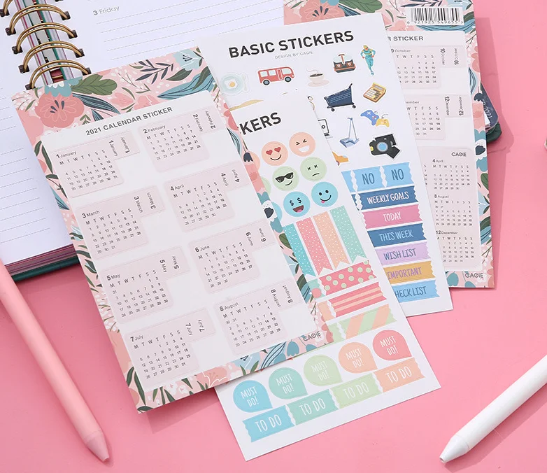 
2021 Creative calendar sticker Personalized hand ledger sticker for N times Stationery cover sheet custom sticker 