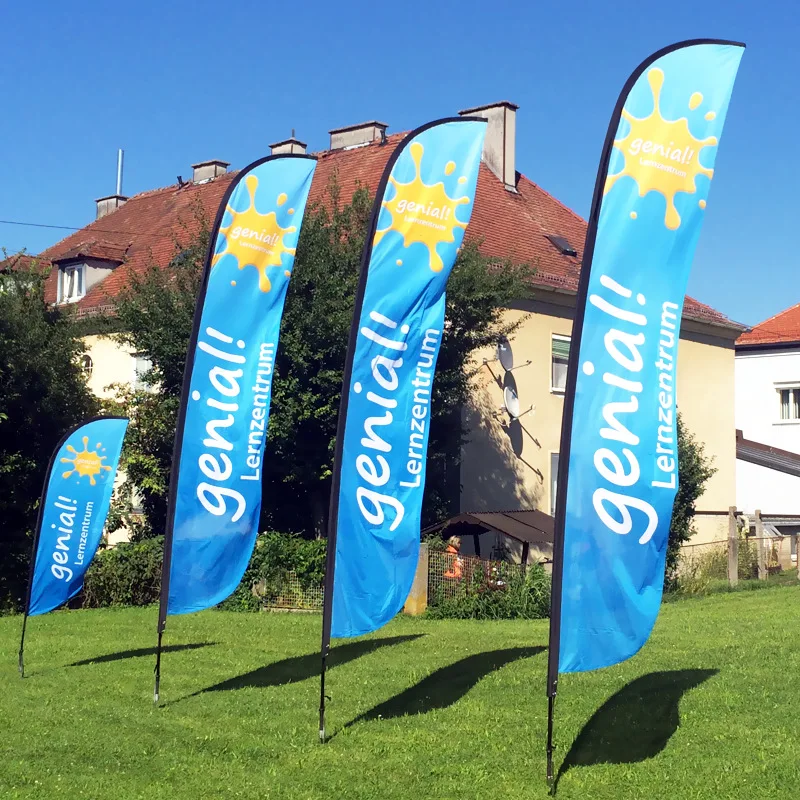 Factory Cheap Custom Advertising Outdoor Flying Banner Teardrop Tear Drop Flags Beach Feather Flag with Customized Design Logo