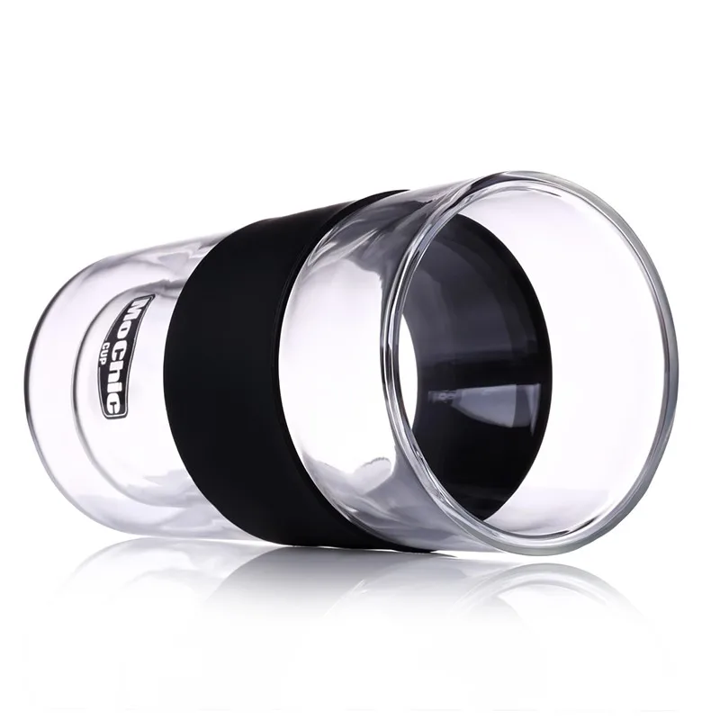 Double Wall Glass Coffee Cups Insulated Glass Mug With Glass Lid