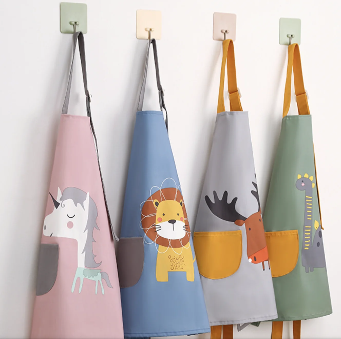 Custom Kitchen Cooking Baking Painting Boys Girls Waterproof Adjustable Straps 2 Pockets Multicolor Kids Chef Hat and Apron