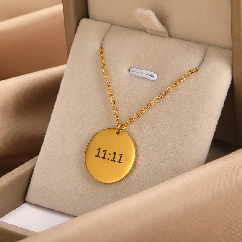 LOYALTY Wholesale stainless steel 18K Gold Plated Custom Logo Disc Round Coin Blank Necklace Pendant