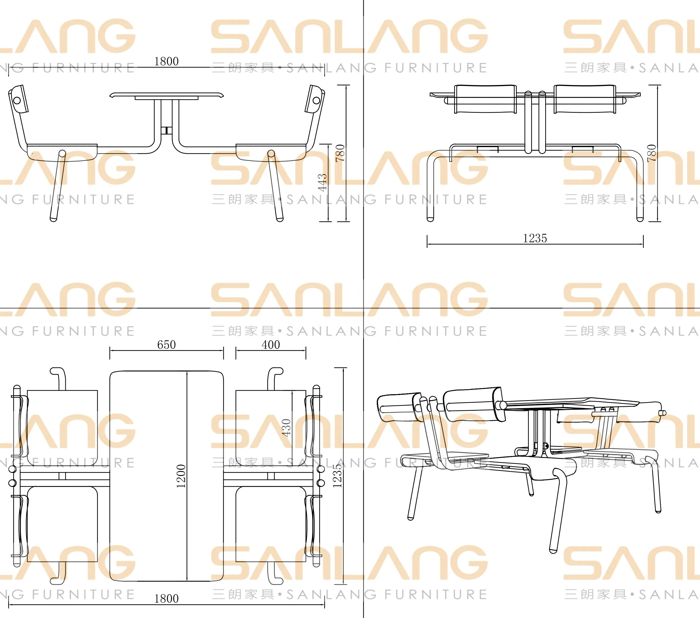 company school canteen project solution Industrial Iron Base dining ot set solid wood K/D packing restaurant chic coffee table