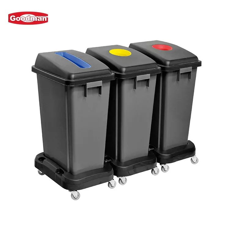 Commercial Outdoor Recycling Street Park Large 120L Foot Pedal Sorting Trash Can Plastic Garbage Bin 120 Liter Waste Wheelie Bin