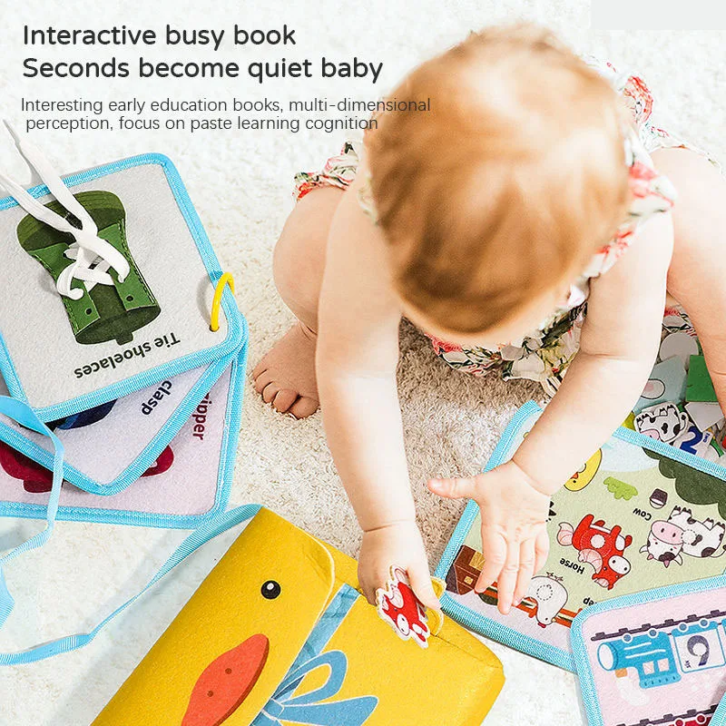 Baby Montessori Activity Bag Cute Duck Busy Cloth Bag Quiet Busy Book Toy Motor Early Education Daily Skills Learning for Kids