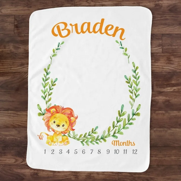 
Rectangular 100% polyester printed flamingo elephant newborn monthly milestone baby blanket 