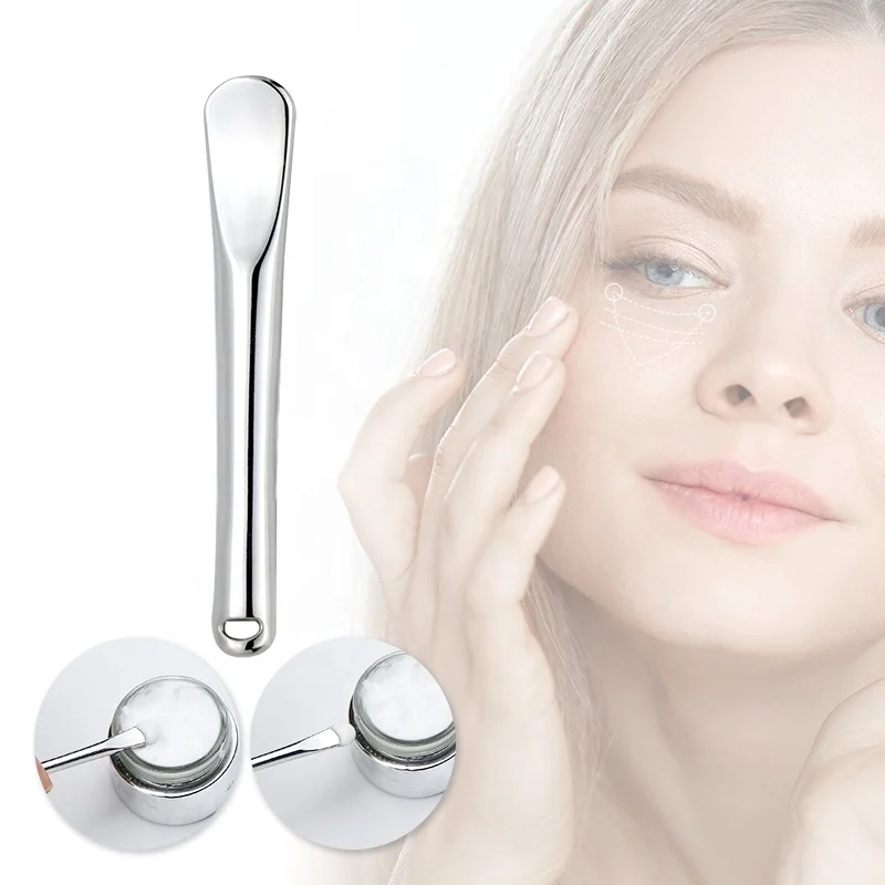 Gold metal mini small reusable cosmetic spatula spoon