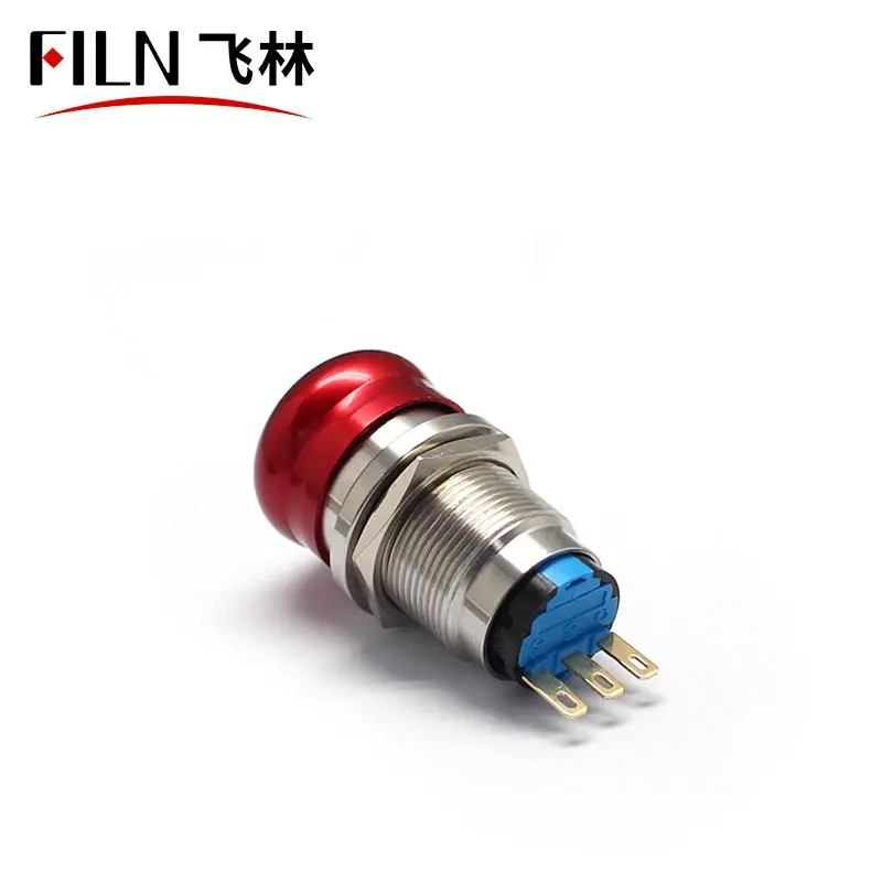 19MM 3 Pins Waterproof Metal Push Button Stop Switch Mushroom Push Button Switch supply UL CE RoHS CB CCC