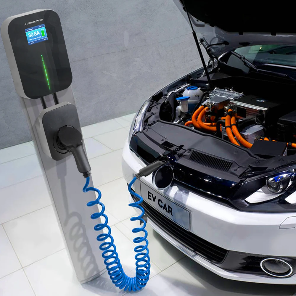  Электрический автомобильный зарядный кабель 16 А EV спиральный EVSE Тип