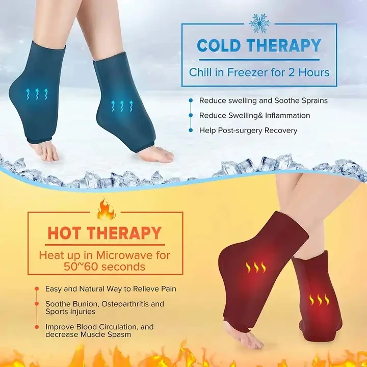 Ankle Ice Pack Wrap for Injuries Reusable Foot Ice Pack Stretchable Cold Pack Compression Therapy
