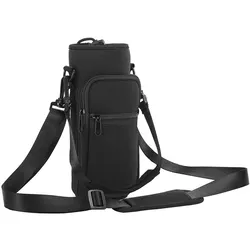 Holder sleeve water bottle 2 pockets neoprene sleeve water bottle carrier holder bag with shoulder