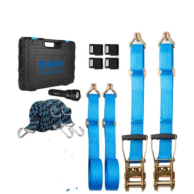 KingRoy 2 Inch Replaceable Hook Multi Type Universal ratchet straps heavy duty ratchet tie down straps set