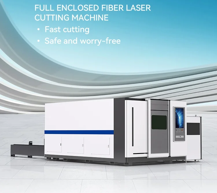 Factory enclosed protective fiber laser cutting machine for metal sheet / full covered fiber laser cutter
