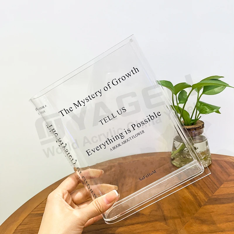 Wholesale Custom Clear Acrylic Book Vase Flower Vase for Room Decor Book Vase for Flowers