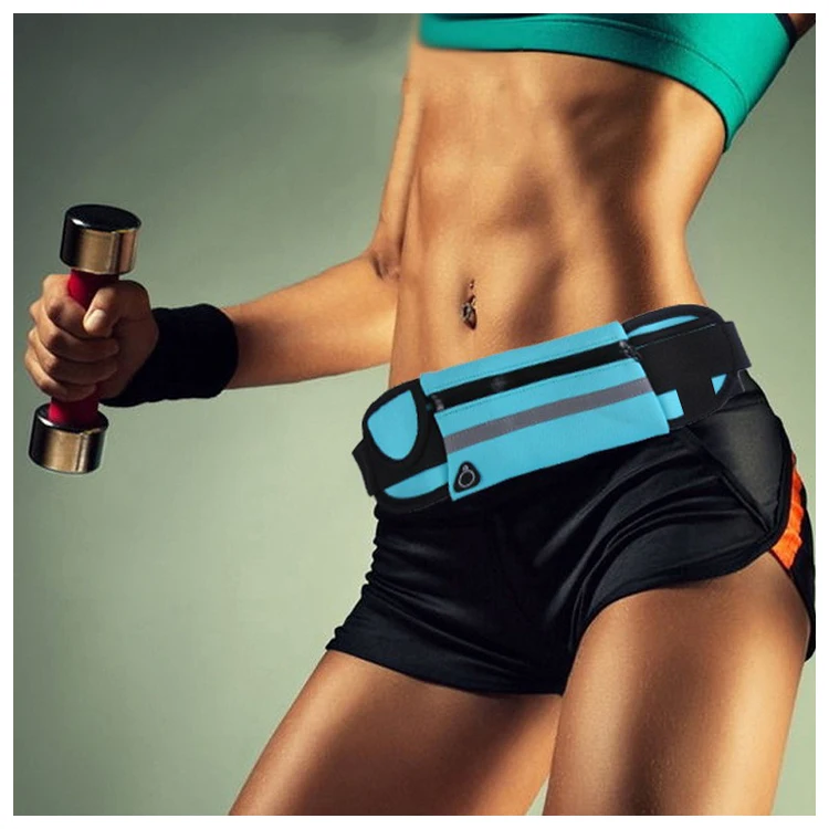 Wholesale Neoprene Elastic Waterproof Fitness Sports Fanny Pack Mobile Phone Running Belt Waist Bag With Bottle Holder