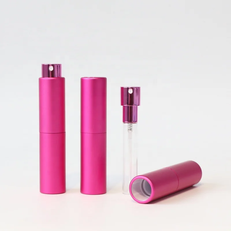 RTS Round colorful 5ml Twist Up Metal Cologne Spray Bottle Aluminum Portable Refillable Perfume Atomizer