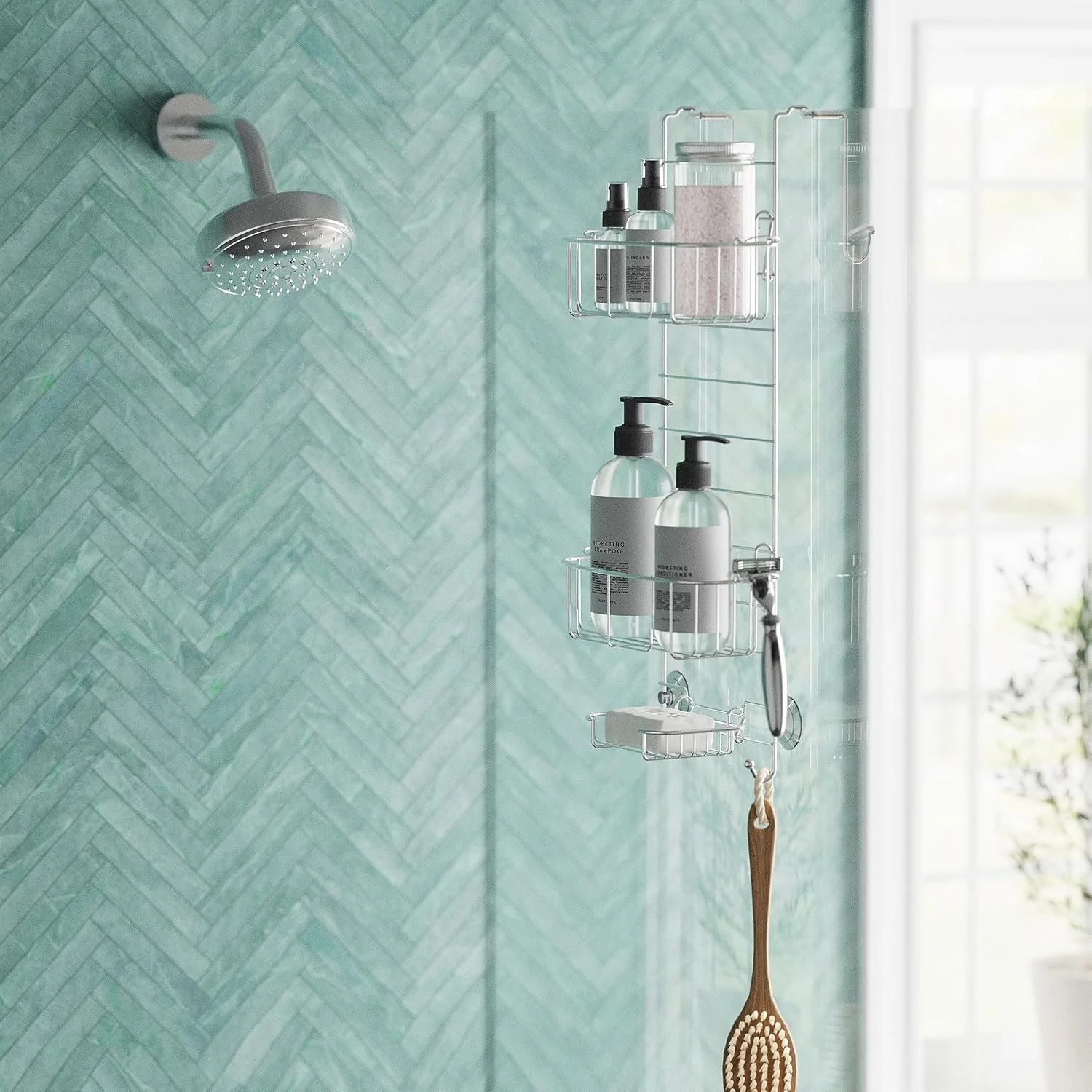 CF over the door hanging shower caddy 3 tier bathroom shelves rack storage wall mounted hanging shower shelf organizer