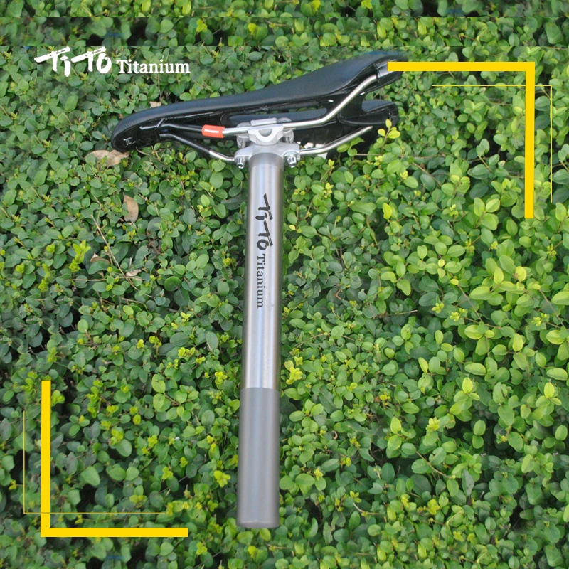 TiTo Titanium Alloy Bike Seatpost for MTB/Road Bicycle Seat Post 27.2/31.6mm*350mm Titanium Seat Tube Aluminum Head+Titanium Rod