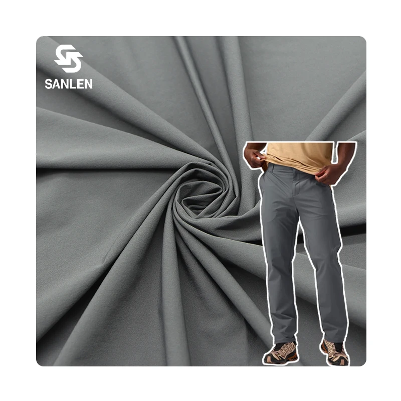 Outdoor Trousers 90gsm Woven 4 Way Stretch 90% Nylon 10% Spandex Slacks Fabric For Hiking Pants