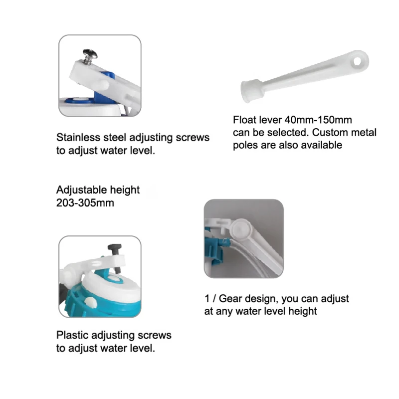 Сертифицированные запорные клапаны с двухсекционными поплавковым запорным клапаном легко регулировать уровень воды на дне или боковом входе