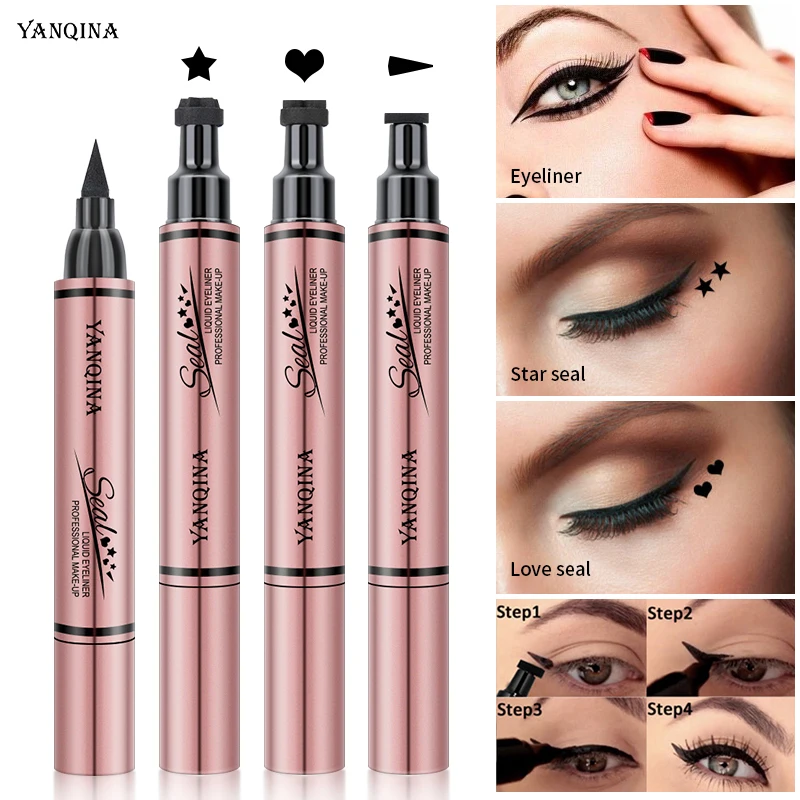 Korean Private Label double head eyeliner wing stamp waterproof long lasting liquid stamp seal eyeliner pen