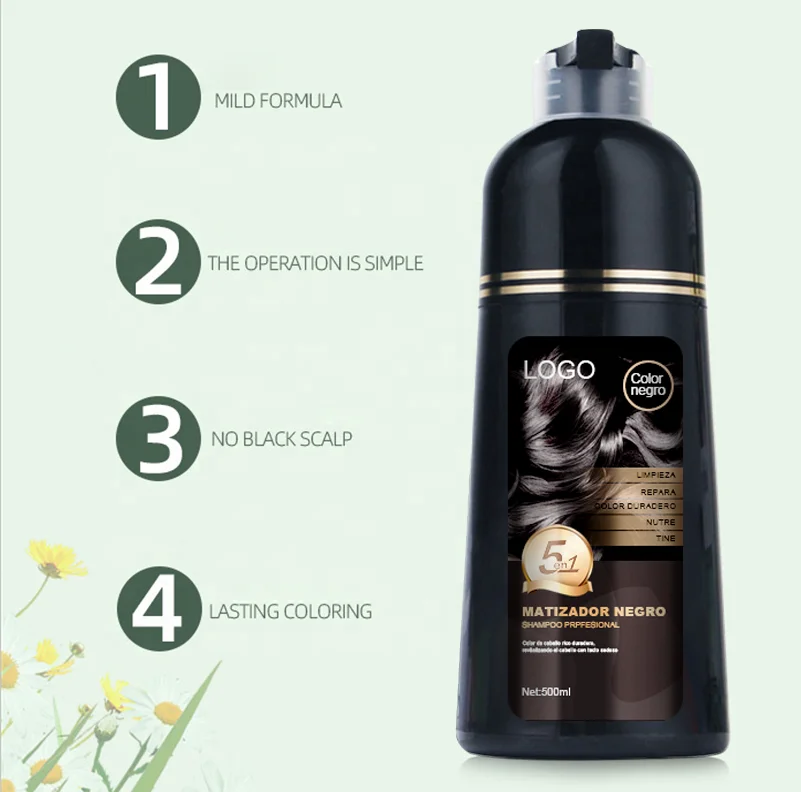 OEM ODM Customize Magic Ammonia Free Hair Color Shampoo Natural Black Hair Dye Colour Shampoo