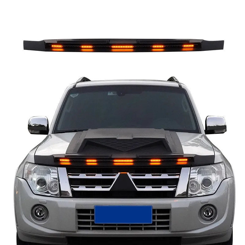 car hood protector custom  bonnet trim exterior accessories bonnet guard light for mitsubishi pajero montero v97  2006-  2015-