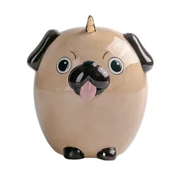 Baby Dog  Piggy Bank Brown Ceramic Coin Bank