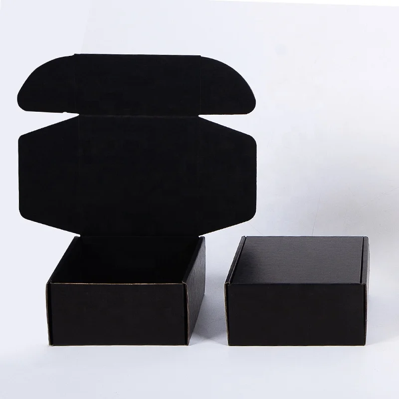 Biodegradable Custom Recycled black Cardboard Box Packaging Plain Kraft Paper Shipping Box For Clothes