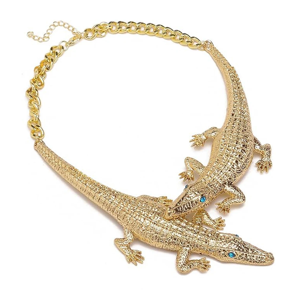 Fashion Silver Gold Rose Gold Adjustable Snake Crocodile Alligator Chain Choker Collar Statement Bib Necklace