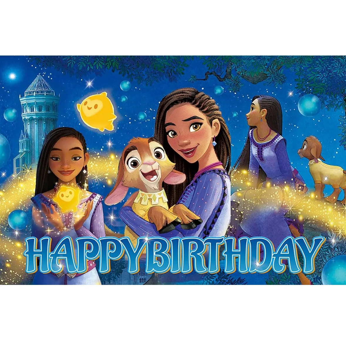 Asha Wish Movie Backdrop Princess Asha Birthday Party Decorations Banner Goat Wish Kingdom Wishing Star Photography Background