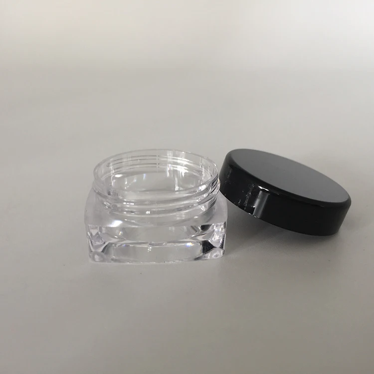 Wholesale mini 3g / gram plastic square shaped cosmetic jar pot container for cosmetic sample