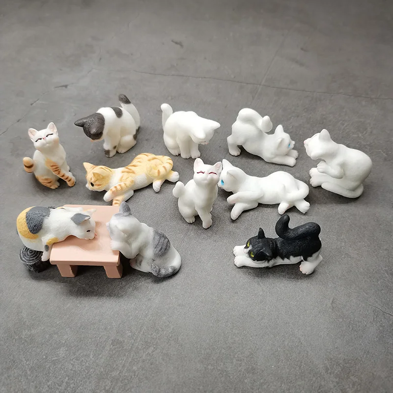 Miniature Cat Resin Craft Mini Animal Home Statue Kawaii Ornament Moss Decorative Terrarium Figurines Lawn Potted Decor