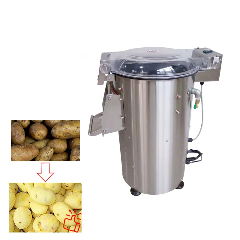 304 Stainless Steel Fruit Vegetables Peeler Washer Industrial Automatic Cassava Ginger Tomato Potato Washing Peeling Machine